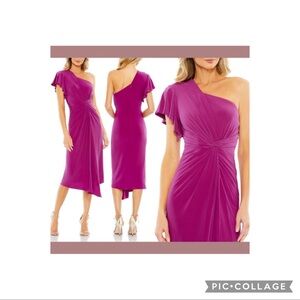 Mac Duggal One-Shoulder Fuchsia Dress